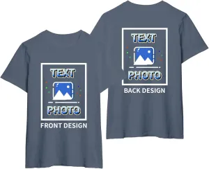 Custom T-Shirts Personalized Unisex Crewneck T Shirts Front and Back Printed T Shirt Supports Picture Text, and Image