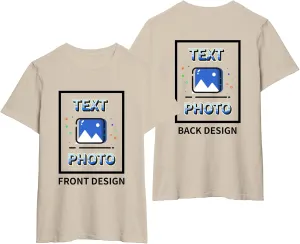 Custom T-Shirts Personalized Unisex Crewneck T Shirts Front and Back Printed T Shirt Supports Picture Text, and Image