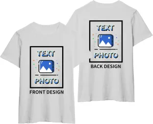Custom T-Shirts Personalized Unisex Crewneck T Shirts Front and Back Printed T Shirt Supports Picture Text, and Image