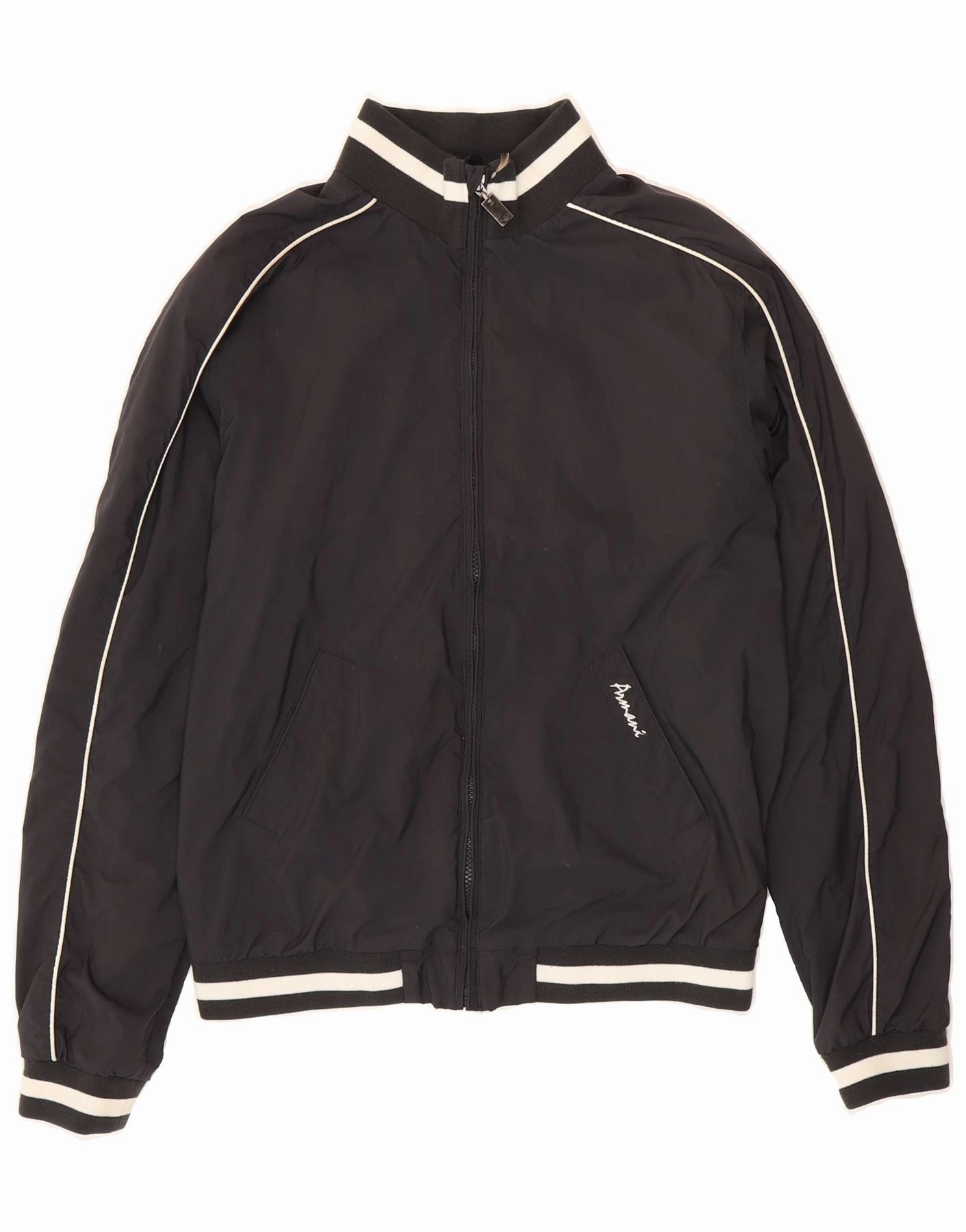 ARMANI TEEN Boys Bomber Jacket 15-16 Years Navy Blue Polyester Formal Event Layered Insulation