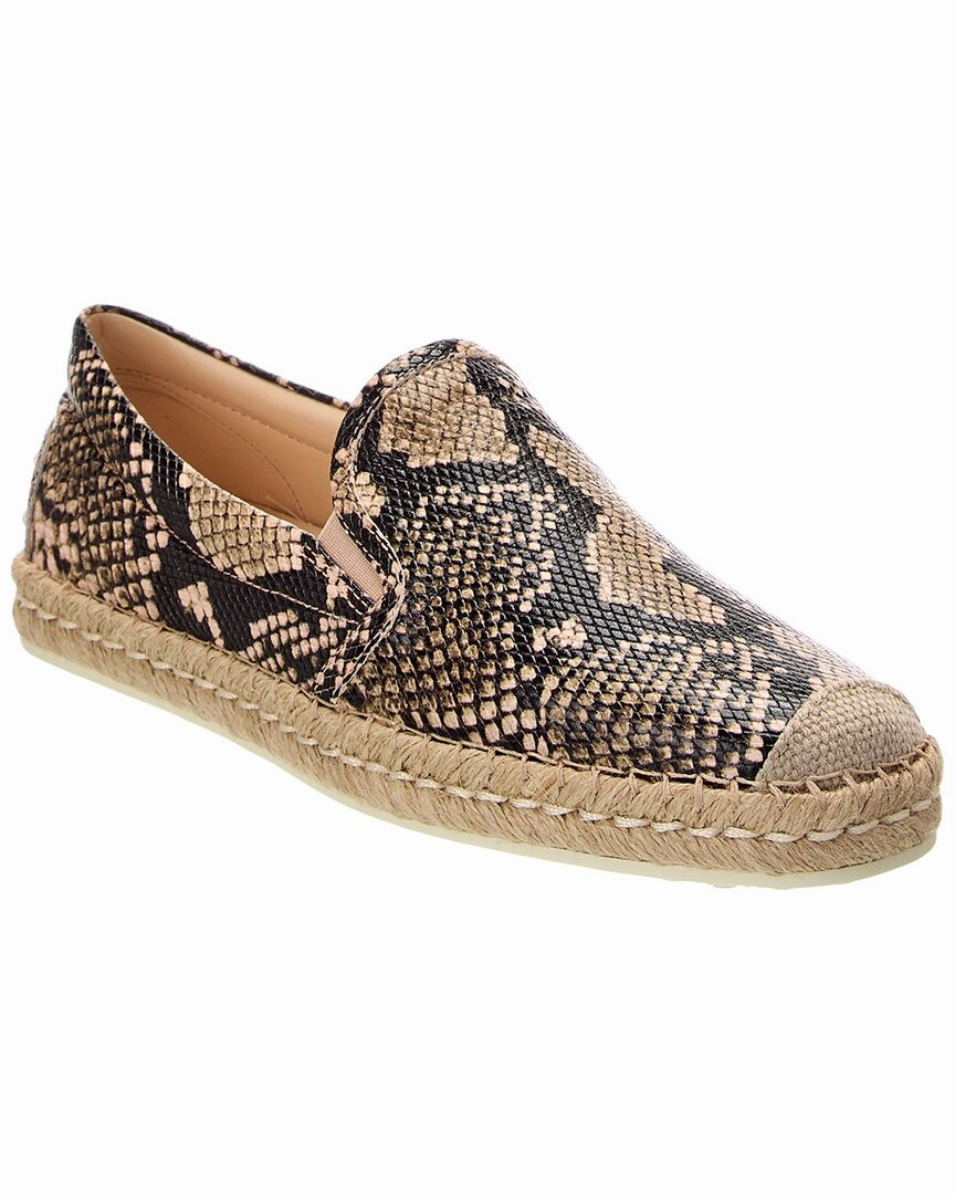 TOD??s Snake-Embossed Leather Espadrille Tassel Swing
