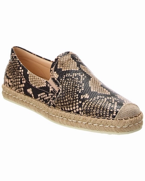 TOD??s Snake-Embossed Leather Espadrille Bow Sole