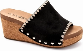 Women's Stitch N Slide Wedge Sandal In Black Impact Softness clean look