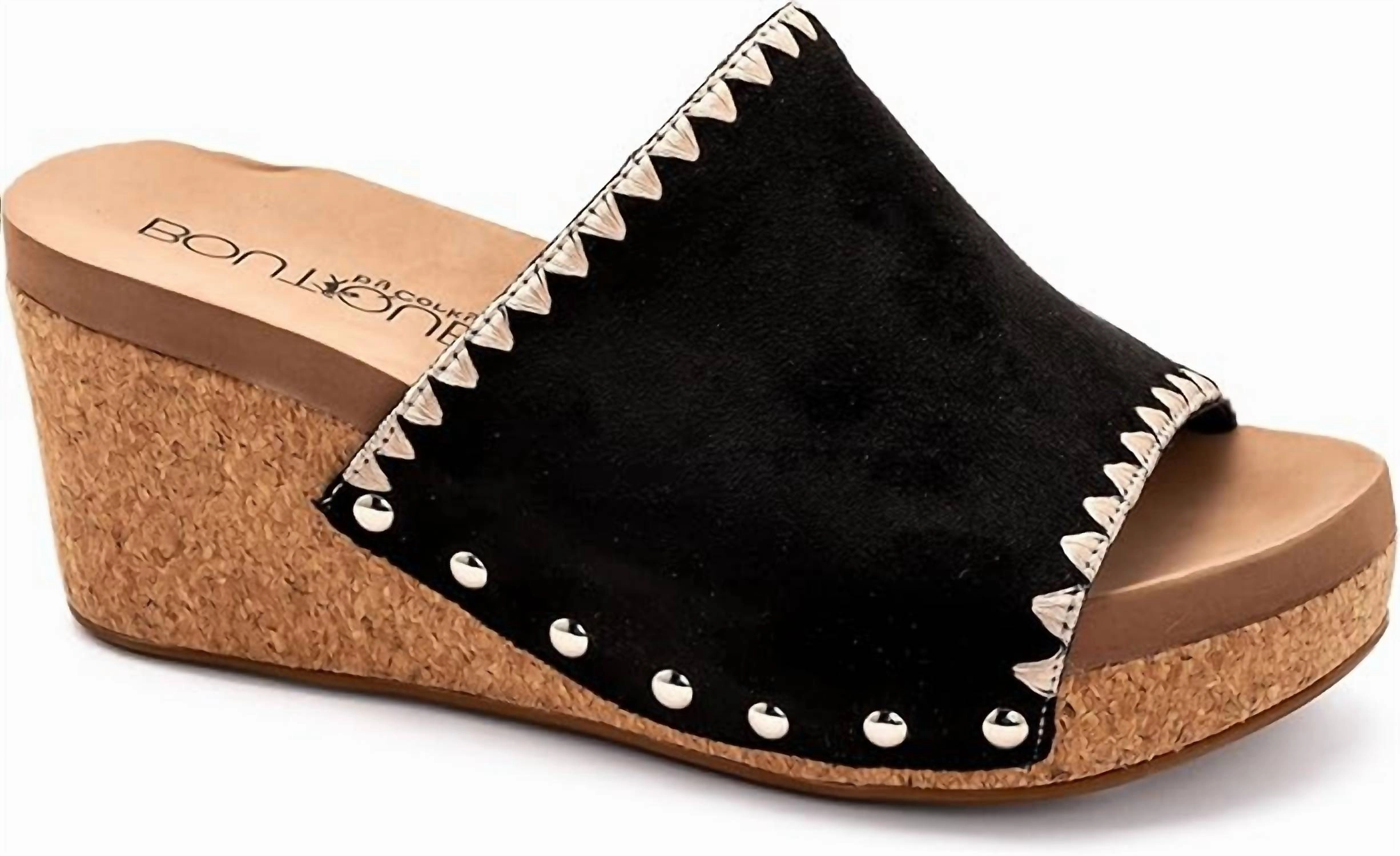 Women's Stitch N Slide Wedge Sandal In Black Impact Softness clean look