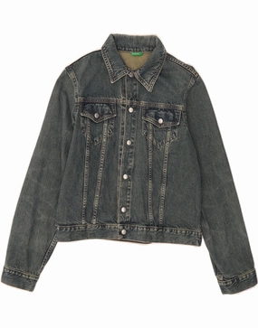 Perforated Underarm Vents BENETTON Boys Denim Jacket 11-12 Years XL Blue Cotton