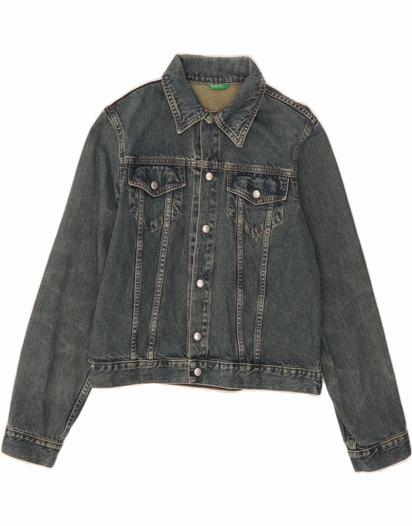 Perforated Underarm Vents BENETTON Boys Denim Jacket 11-12 Years XL Blue Cotton