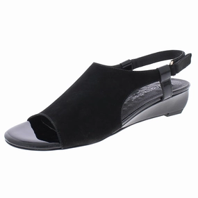 Daphne Womens Leather Ankle Strap Wedge Sandals Classic Look Slim Base