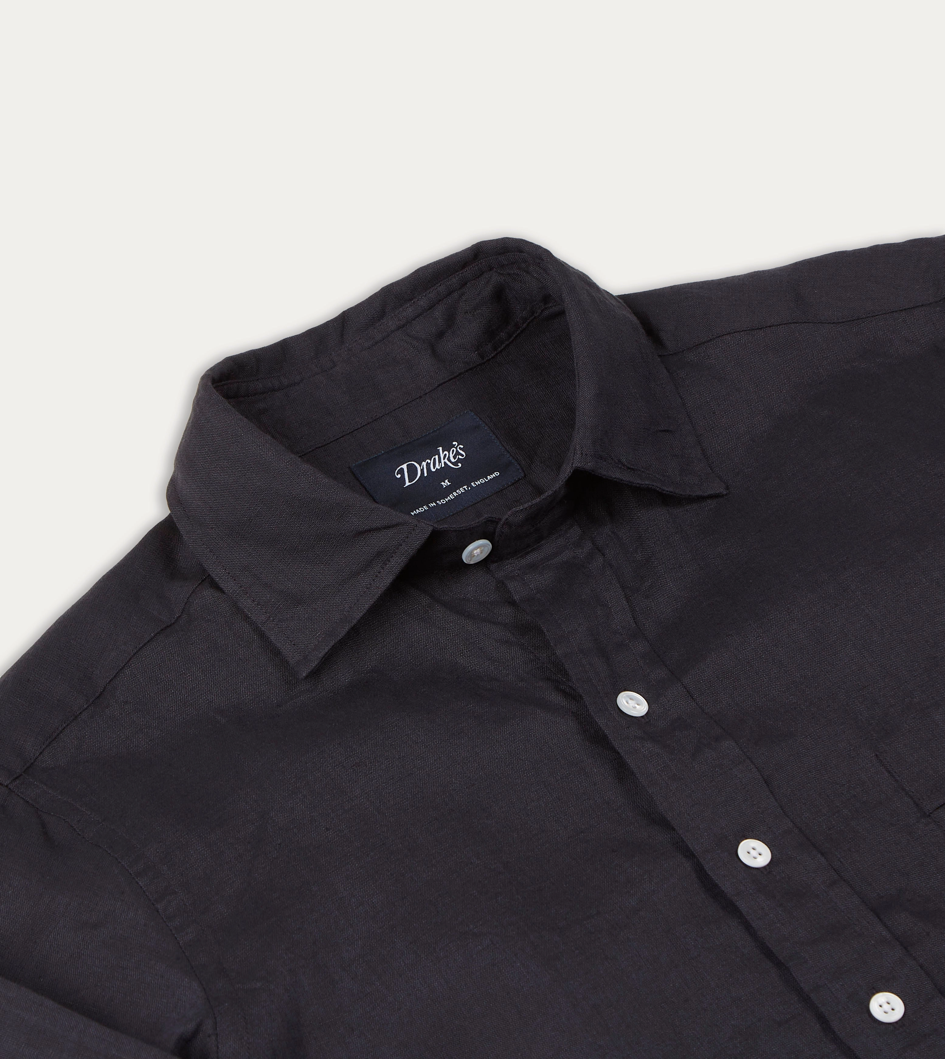 All-Ages Fit Dark Navy Linen Spread Collar Shirt