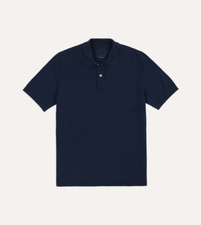 Dark Navy Piqu?? Cotton Polo Shirt Errand Ready keychain accents