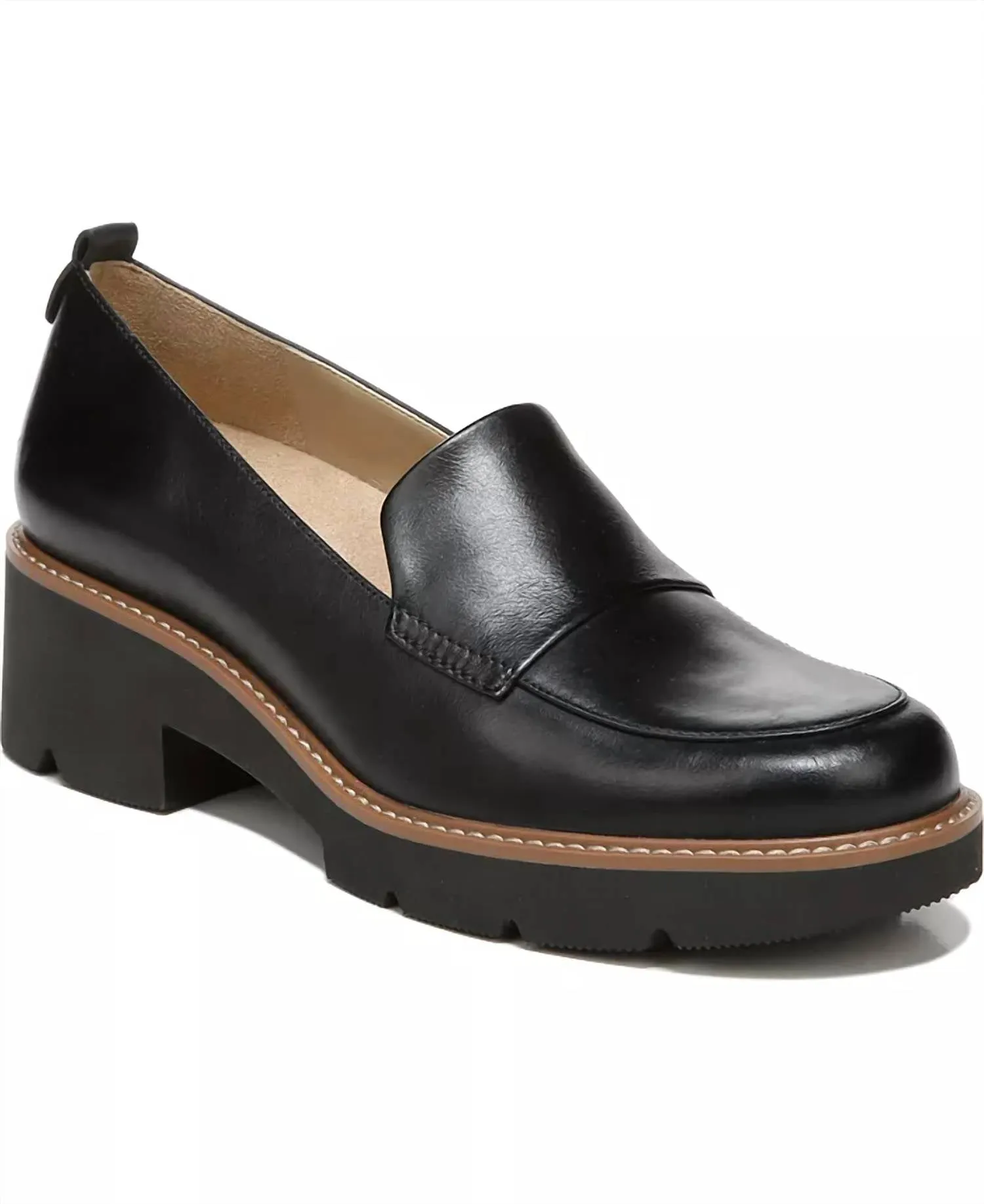 Party Ease Darry Lug Sole Loafer In Black Leather