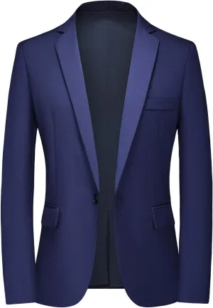 DAVID.ANN Men's Slim Fit Casual One Button Blazer Jacket