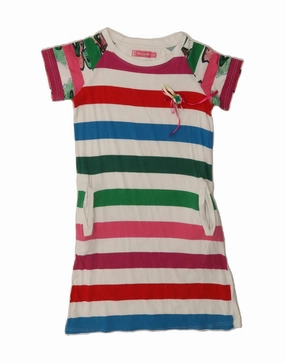 DESIGUAL Girls T-Shirt Dress 11-12 Years White Striped Date night Vibrant Spirit