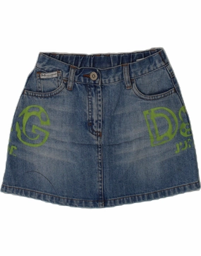 Brunch Outfit DOLCE & GABBANA Girls Graphic Denim Skirt 5-6 Years W20  Blue Cotton