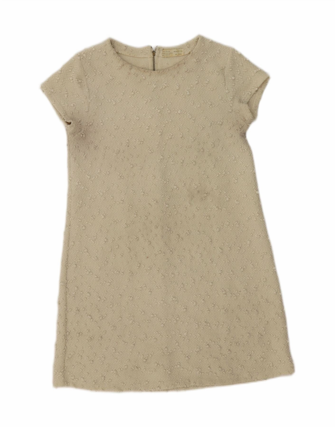 ZARA Girls Shift Dress 13-14 Years Off White Layered Style Bright Feel
