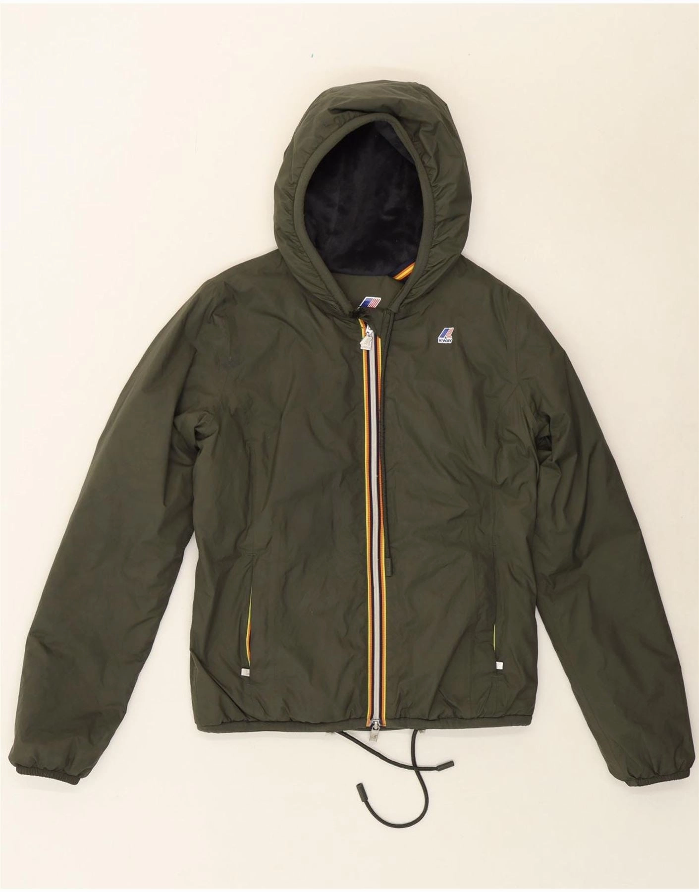 writers K-WAY Boys Hooded Windbreaker Jacket 7-8 Years Khaki Polyester