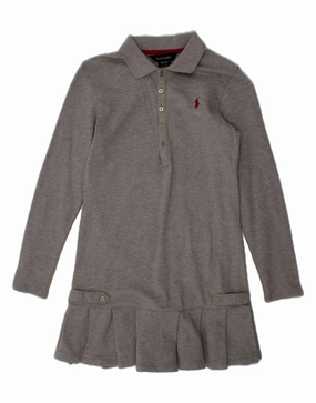 Stylish Appearance Clean Grace POLO RALPH LAUREN Girls Long Sleeve Polo Dress 8-9 Years Medium  Grey