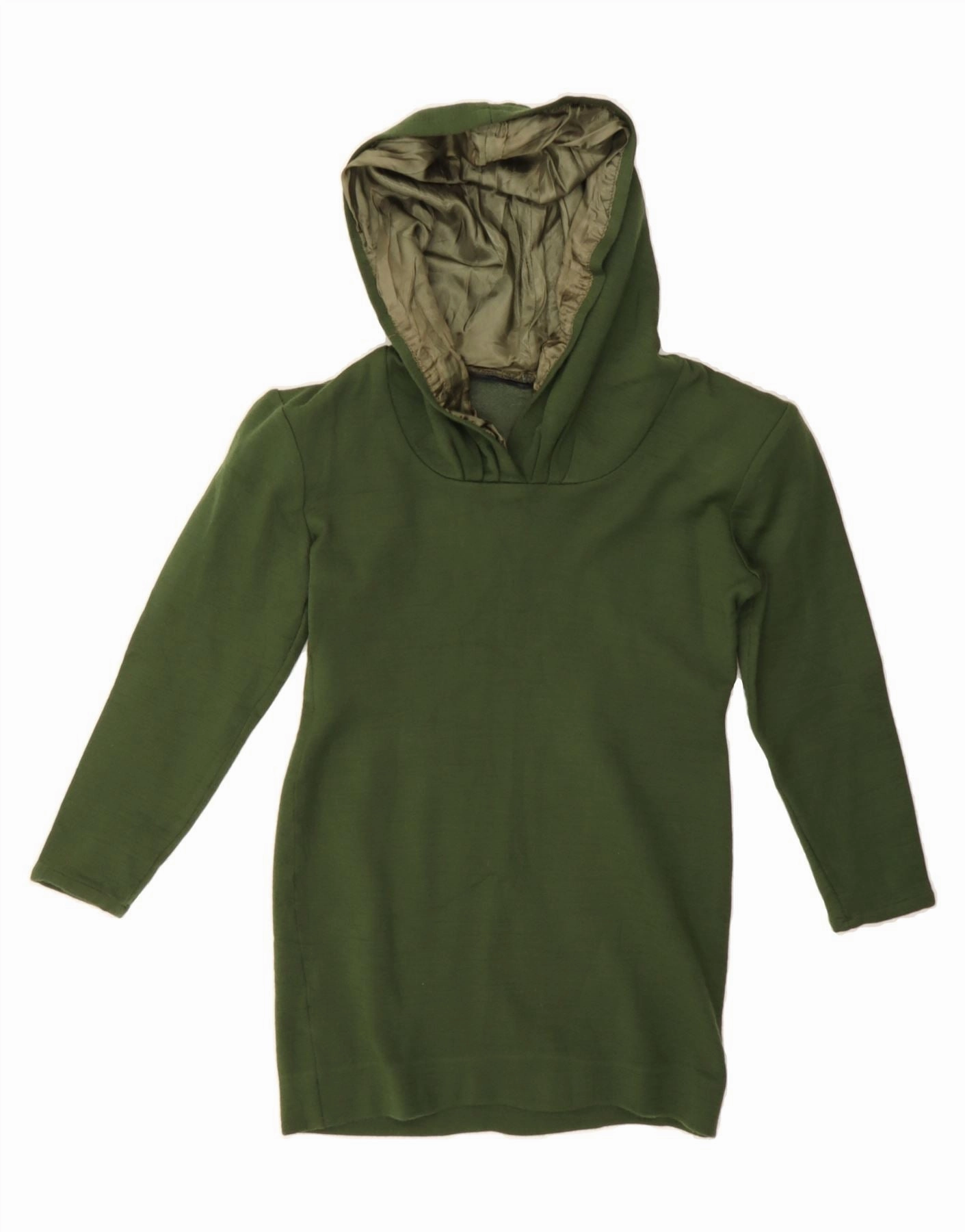 VINTAGE Girls Hoodie Dress 9-10 Years Green Exclusive-Design
