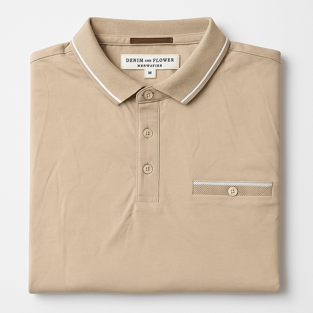 Relaxed fit wear Stylish Details Denim & Flower Brown Men Polo