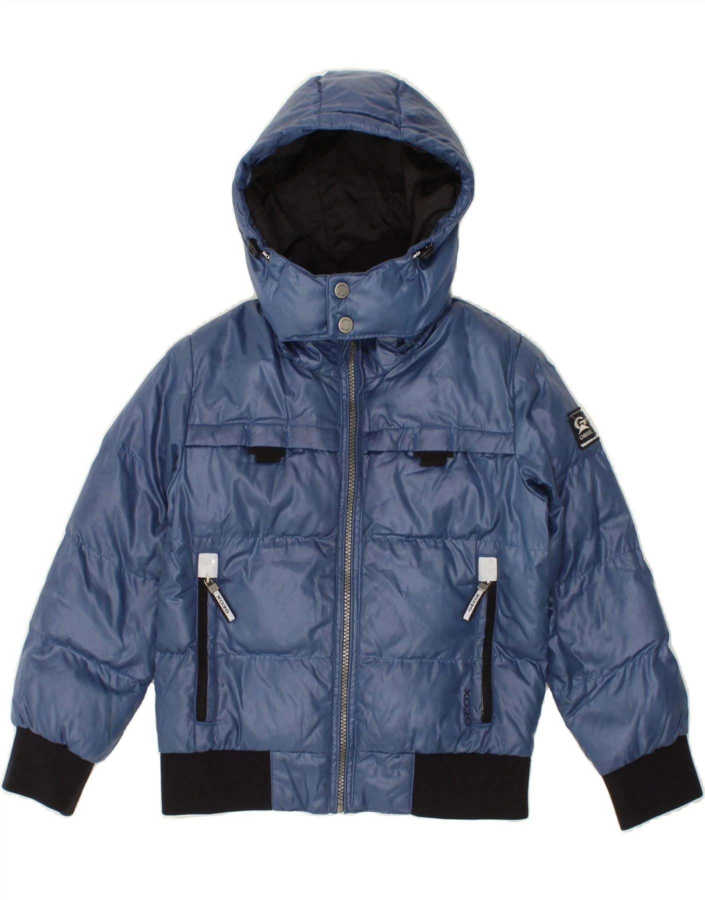 GEOX Boys Hooded Padded Jacket 8-9 Years Blue Polyester Hope