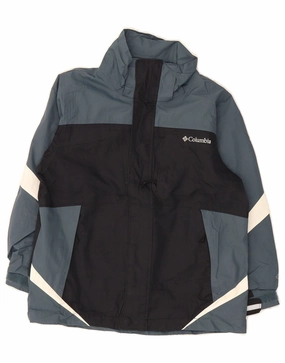 COLUMBIA Boys Interchange Rain Jacket 7-8 Years Black Colourblock Nylon Noise Reducing Zippers models