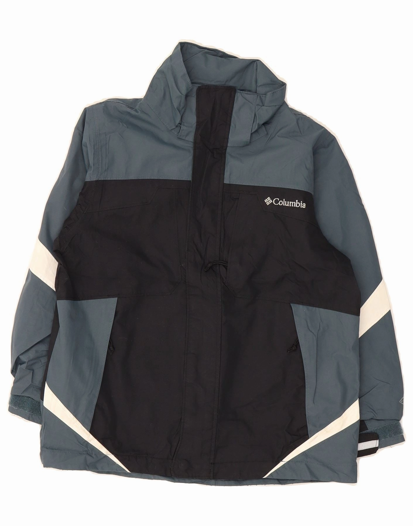 COLUMBIA Boys Interchange Rain Jacket 7-8 Years Black Colourblock Nylon Noise Reducing Zippers models