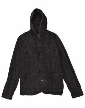 ESPRIT Boys Hooded Utility Jacket 15-16 Years XL  Grey Check Cotton Casual Smart Cream