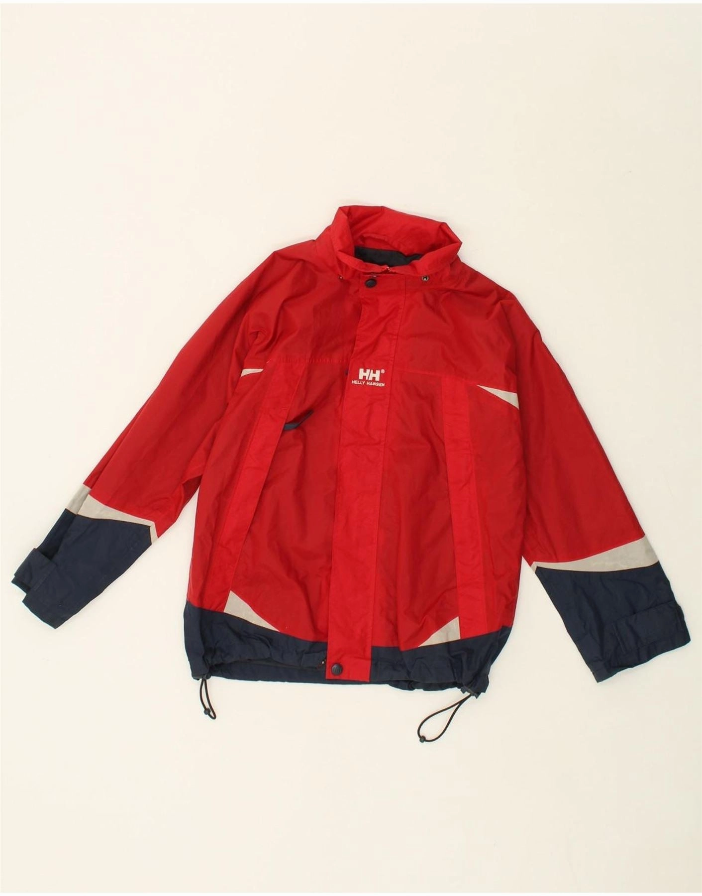 HELLY HANSEN Boys Graphic Rain Jacket 9-10 Years Red Colourblock Nylon Stretchable
