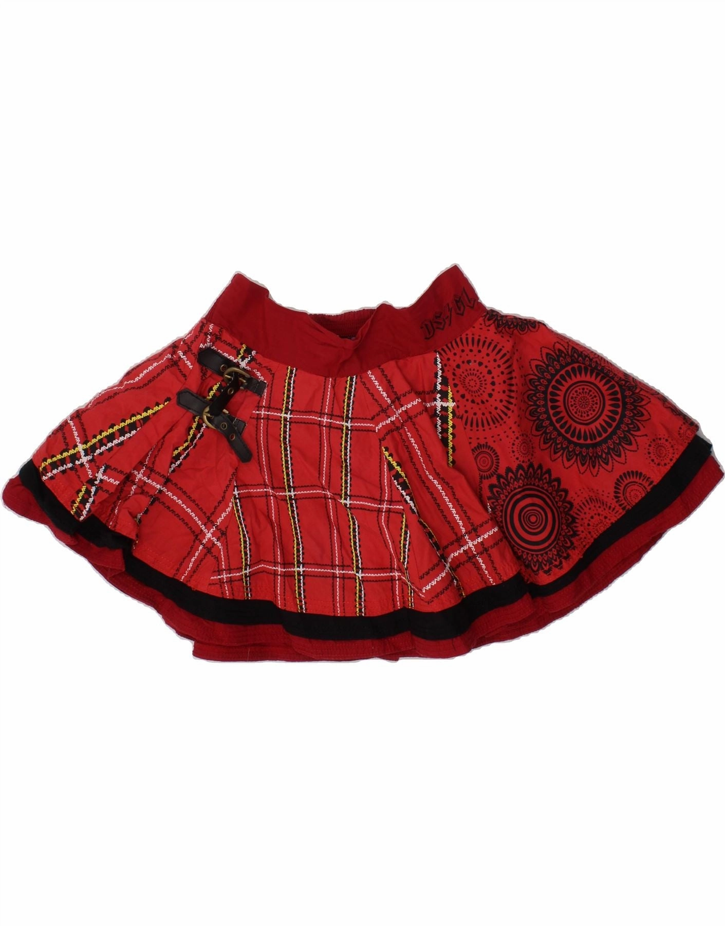 Versatile Layer Wear Breathable DESIGUAL Girls A-Line Skirt 7-8 Years W22 Red Check Cotton