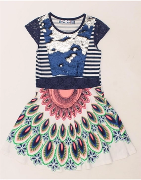Soft-Lining Formal Setting DESIGUAL Girls Basic Dress 11-12 Years Multicoloured Floral Cotton