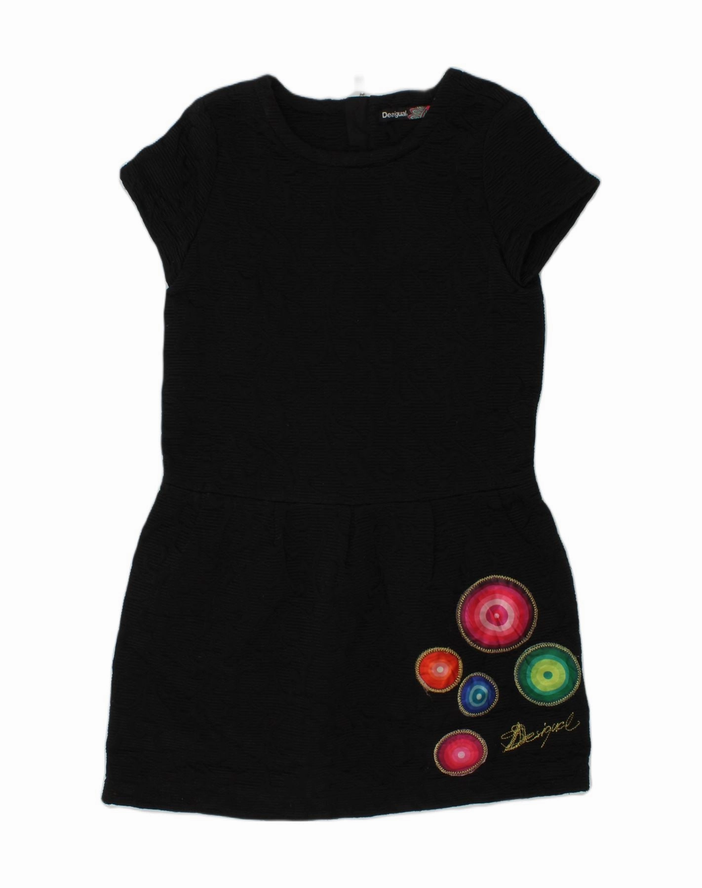 DESIGUAL Girls Basic Dress 9-10 Years Black Floral Polyester Balanced Fit