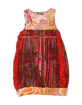DESIGUAL Girls Bubble Dress 14-15 Years Small Maroon Floral Sleek Presence
