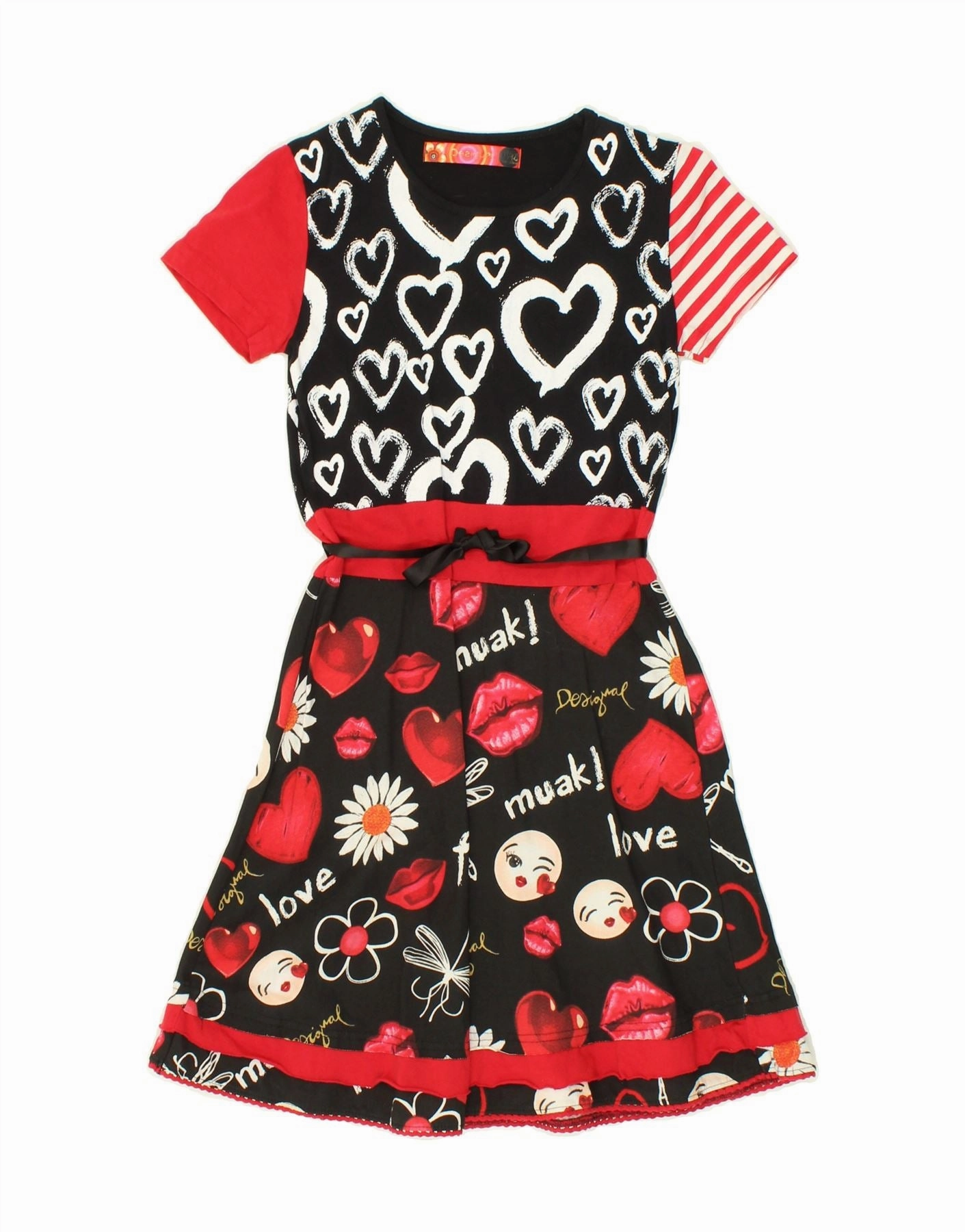 Flexible Design Night Charm DESIGUAL Girls Graphic A-Line Dress 11-12 Years Black Cotton Heart