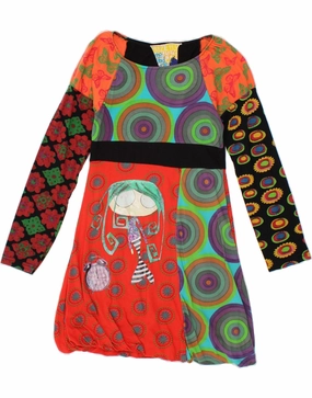 Elegant evening wear DESIGUAL Girls Graphic A-Line Dress 11-12 Years Orange Colourblock