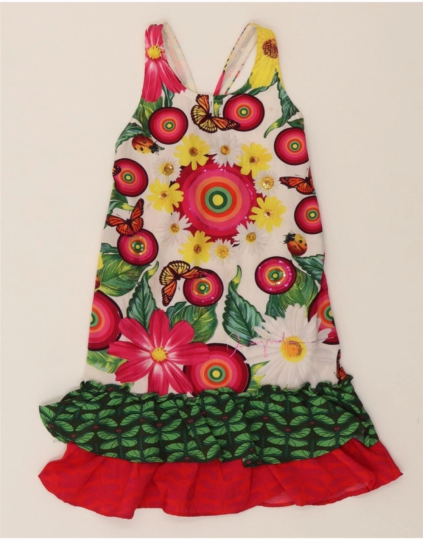 Zip Closure Outdoor Scene DESIGUAL Girls Graphic A-Line Dress 7-8 Years Multicoloured Floral