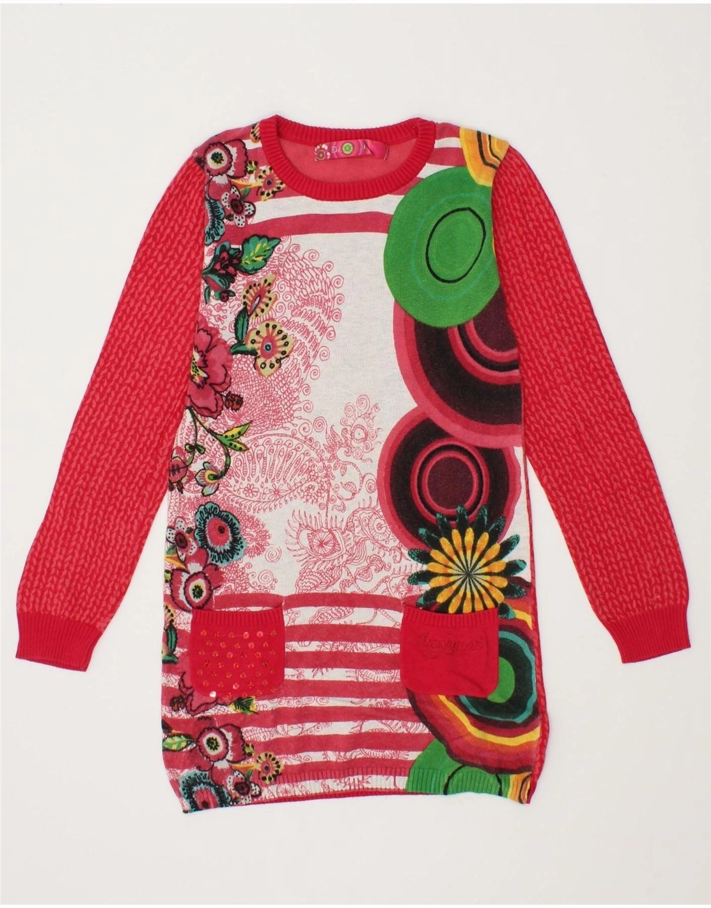 Comfortable fit dress for all body types DESIGUAL Girls Graphic Jumper Dress 11-12 Years Red Floral