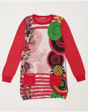 Comfortable fit dress for all body types DESIGUAL Girls Graphic Jumper Dress 11-12 Years Red Floral