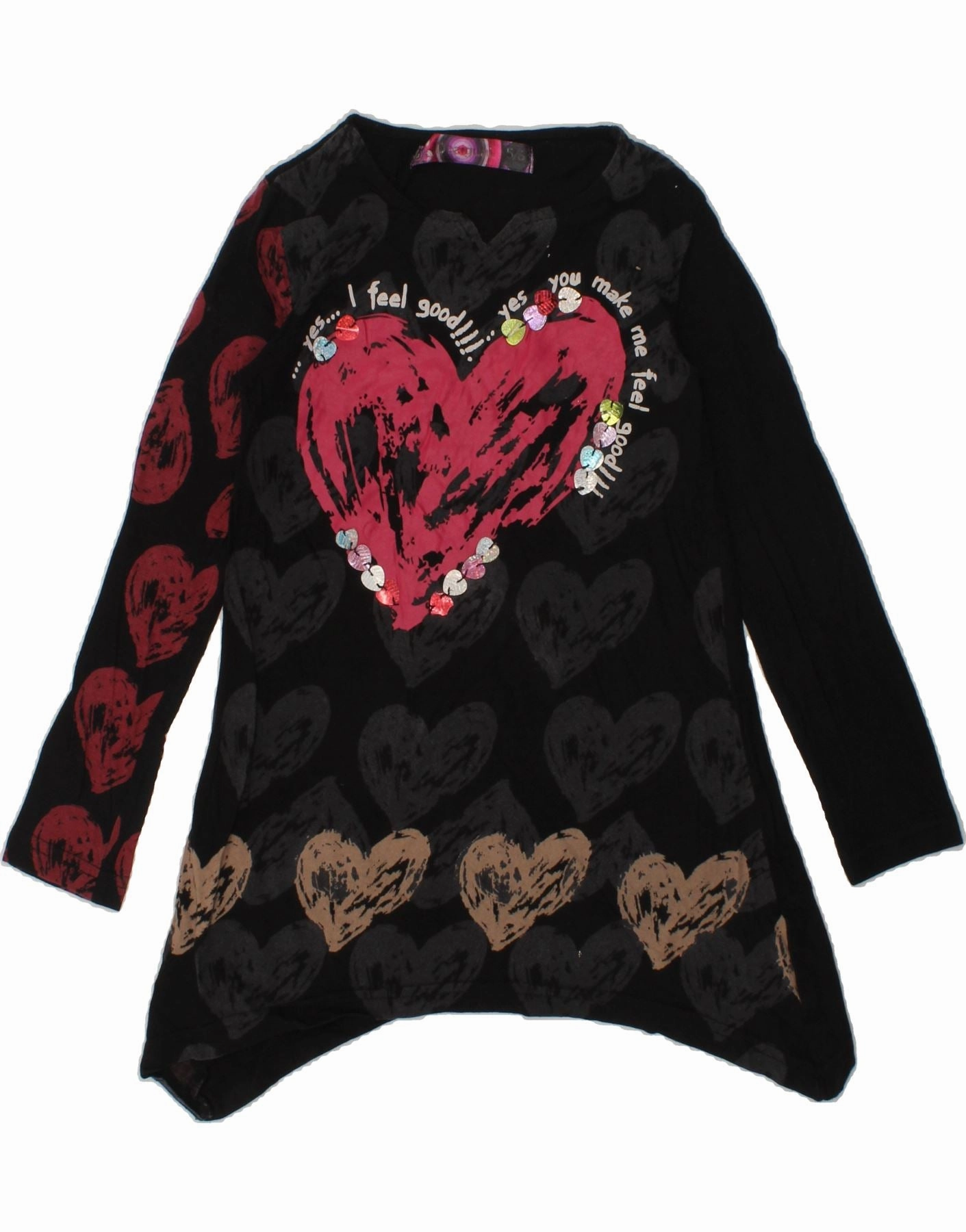 Mix-And-Match DESIGUAL Girls Graphic Tunic Dress 5-6 Years Black Geometric Cotton
