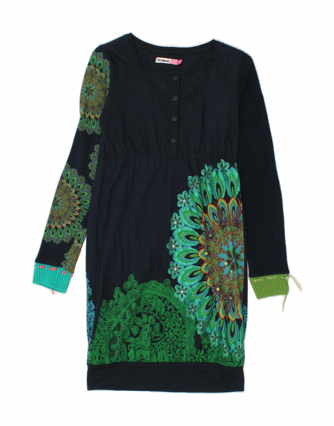 Modern Style Grace Walk DESIGUAL Girls Long Sleeve T-Shirt Dress 13-14 Years Navy Blue Floral