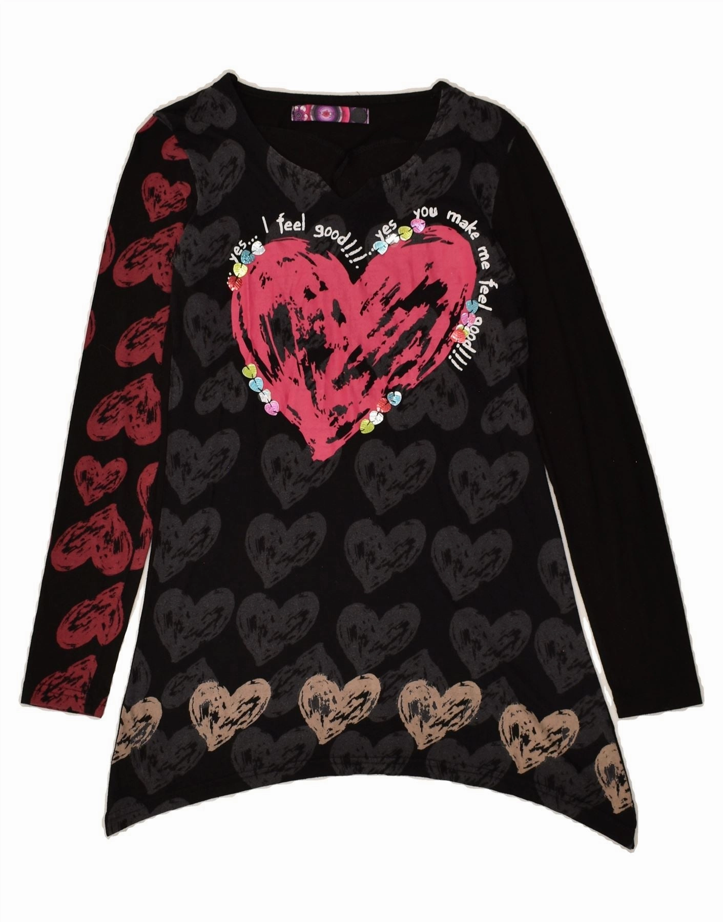 DESIGUAL Girls Long Sleeve Tunic Dress 13-14 Years Black Smart Piece Smart Wear
