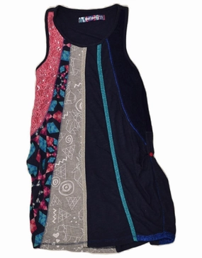 DESIGUAL Girls Sleeveless Basic Dress 9-10 Years Navy Blue Colourblock Fresh Stitch Hand-Wash