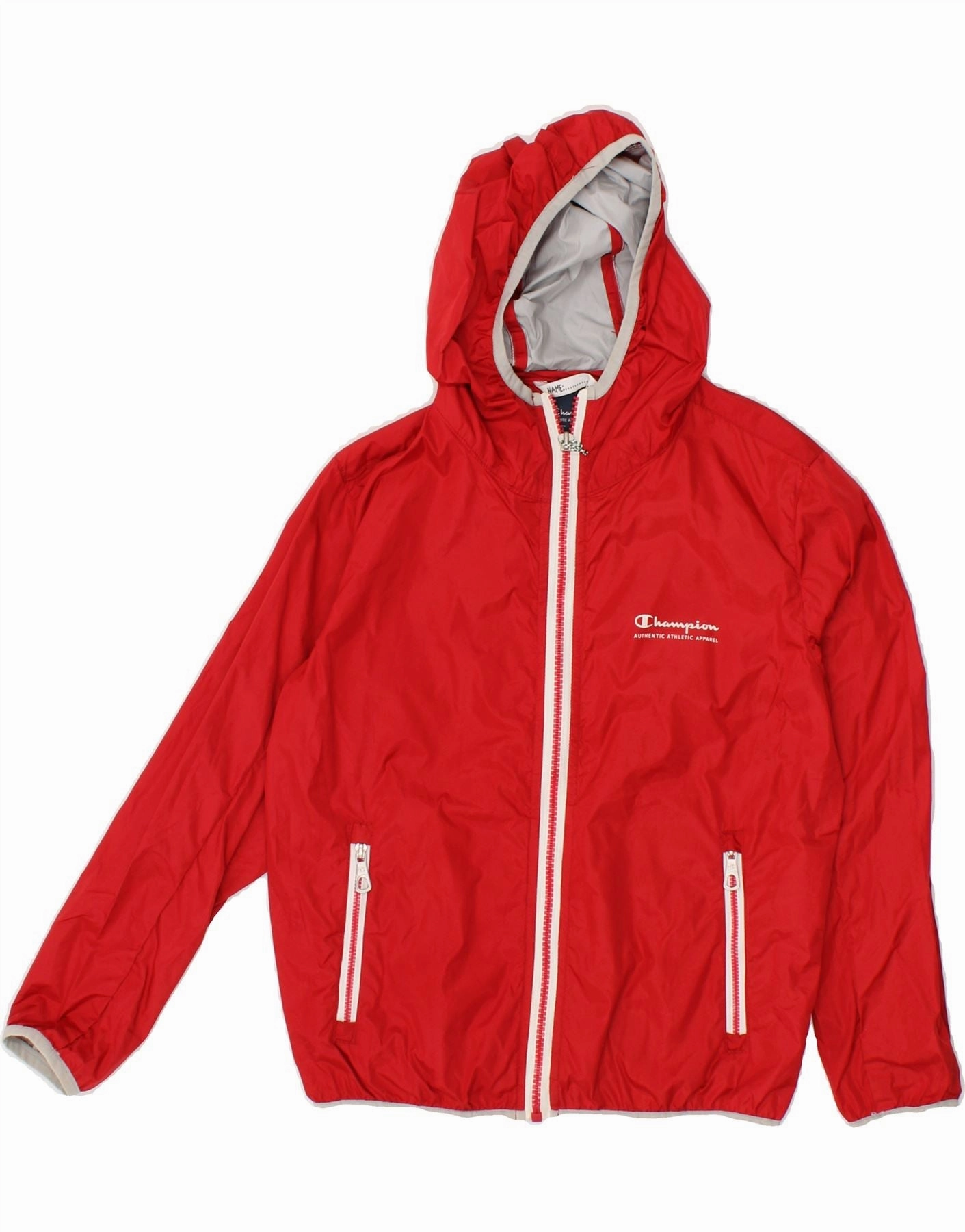 BreathableTechnology Anti-pilling CHAMPION Boys Hooded Rain Jacket 7-8 Years Small Red Polyamide
