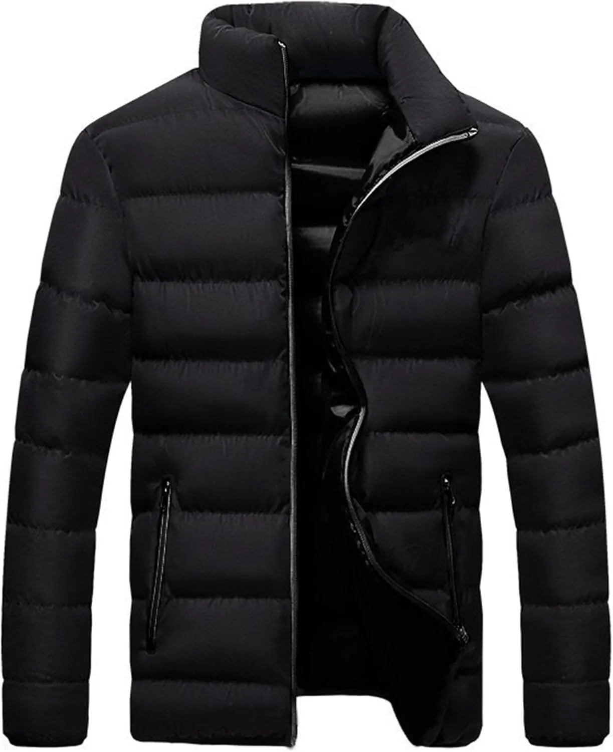 DGHM-JLMY Men's Fashion Warm Down Cotton-Padded Jacket Full Zip Quilted Puffer Down Jacket Lightweight Packable Puffer Jacket