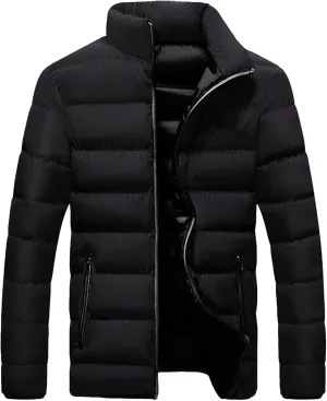 DGHM-JLMY Men's Fashion Warm Down Cotton-Padded Jacket Full Zip Quilted Puffer Down Jacket Lightweight Packable Puffer Jacket