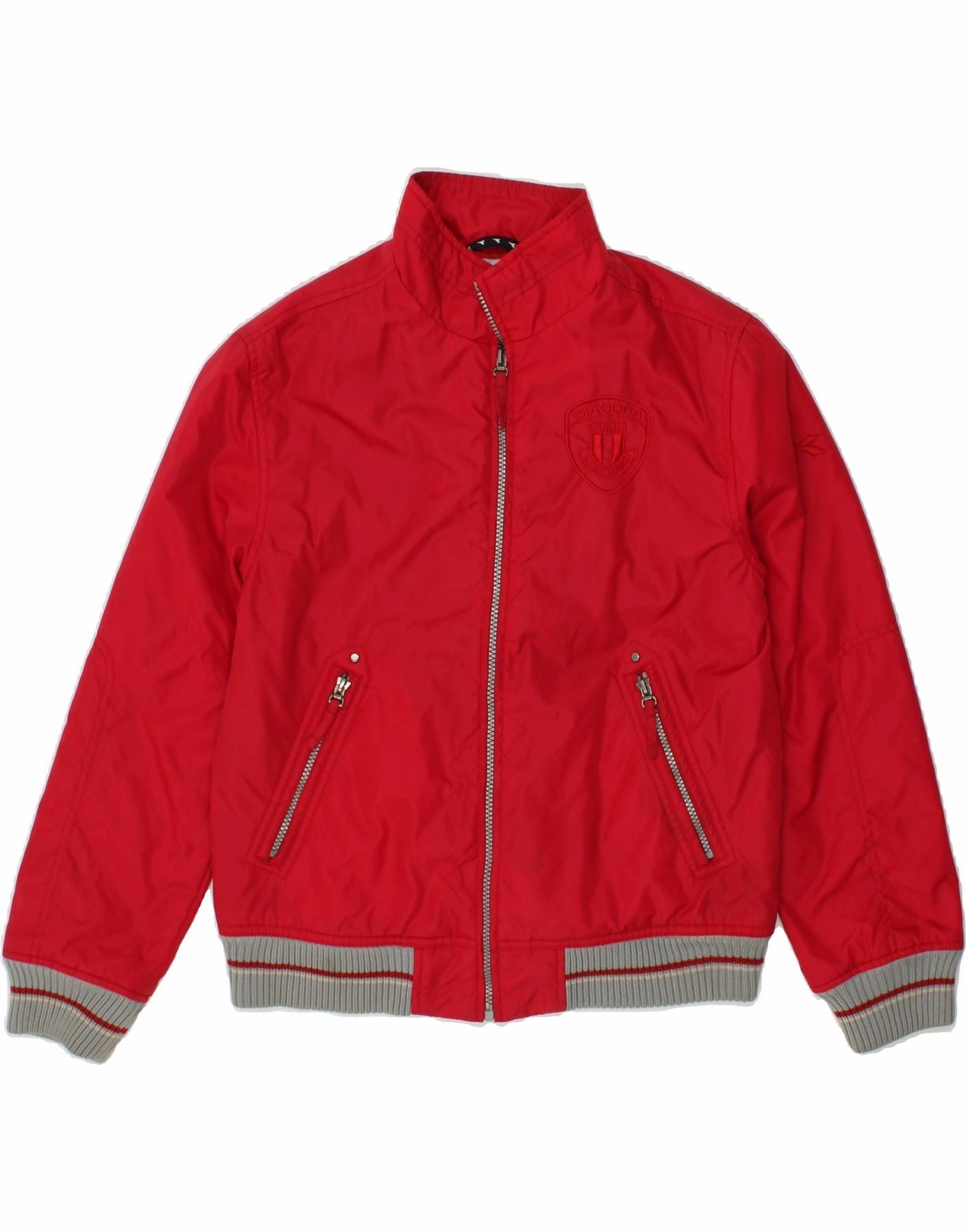 DIADORA Boys Bomber Jacket 11-12 Years XL Red Polyamide Reinforced Shoulder Panels