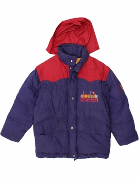 Fashion Finish DIADORA Boys Graphic Hooded Padded Jacket 11-12 Years Large Navy Blue