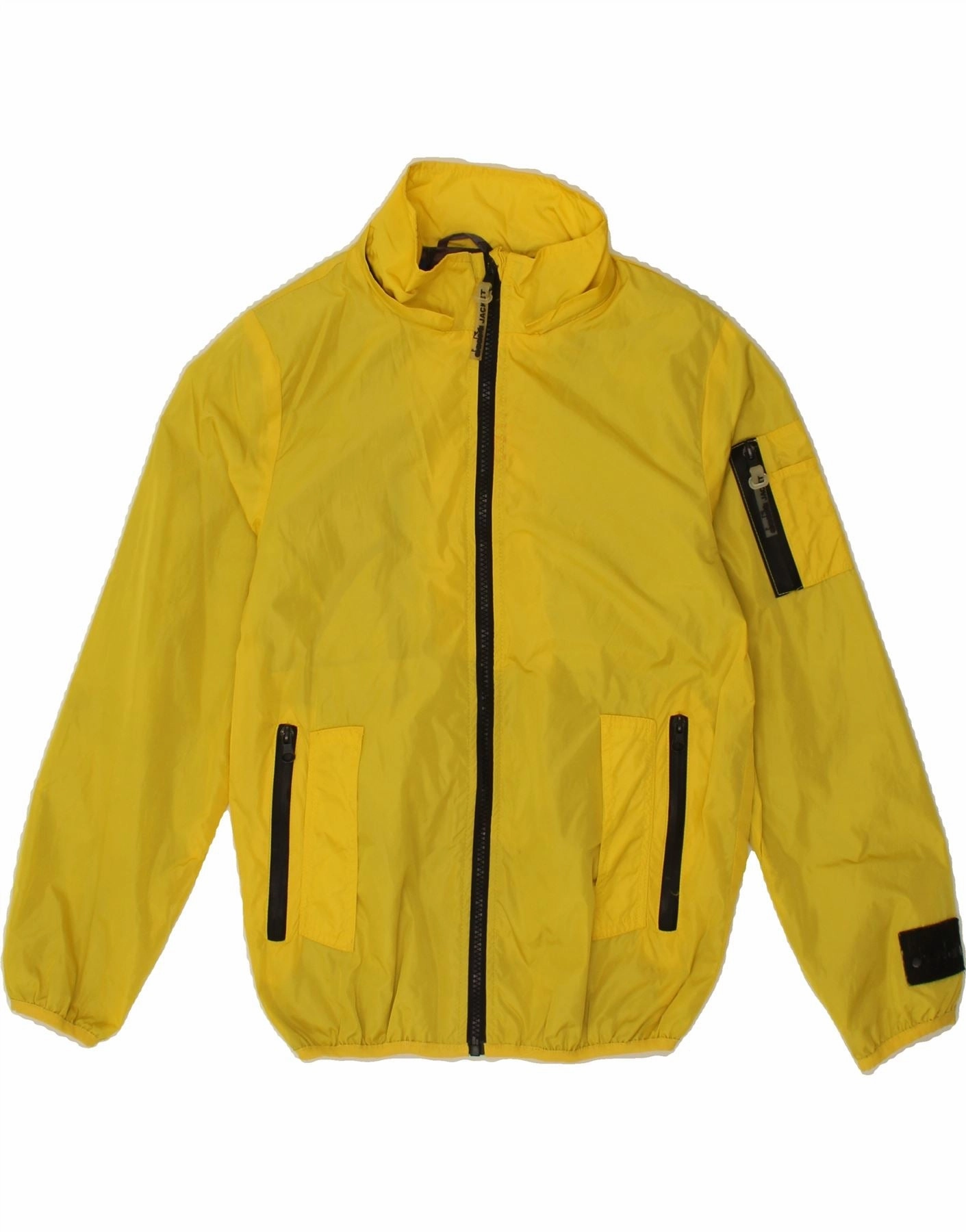 DIADORA Boys Rain Jacket 7-8 Years Large Yellow Nylon Active Lifestyle Gear Solid
