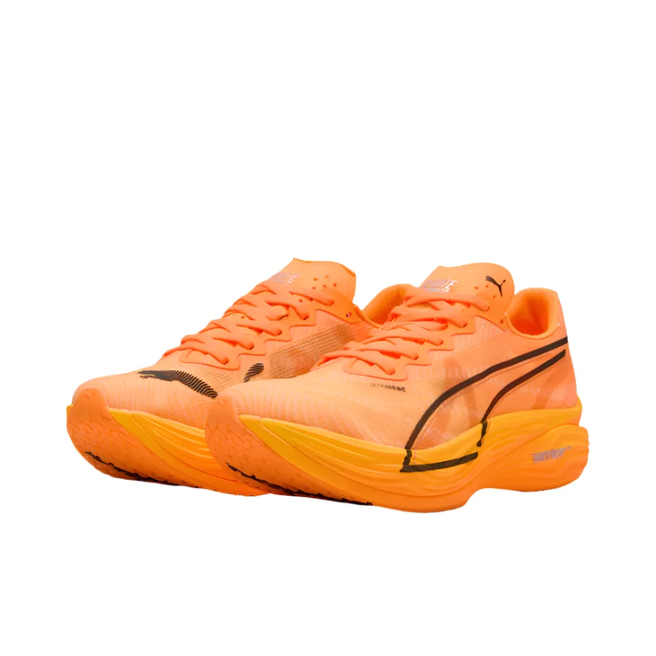 PUMA Men's Deviate NITRO Elite 3 Running Shoes in Heat Fire/PUMA Black AW25 Hyperbolic Grooves orthopedic running shoes