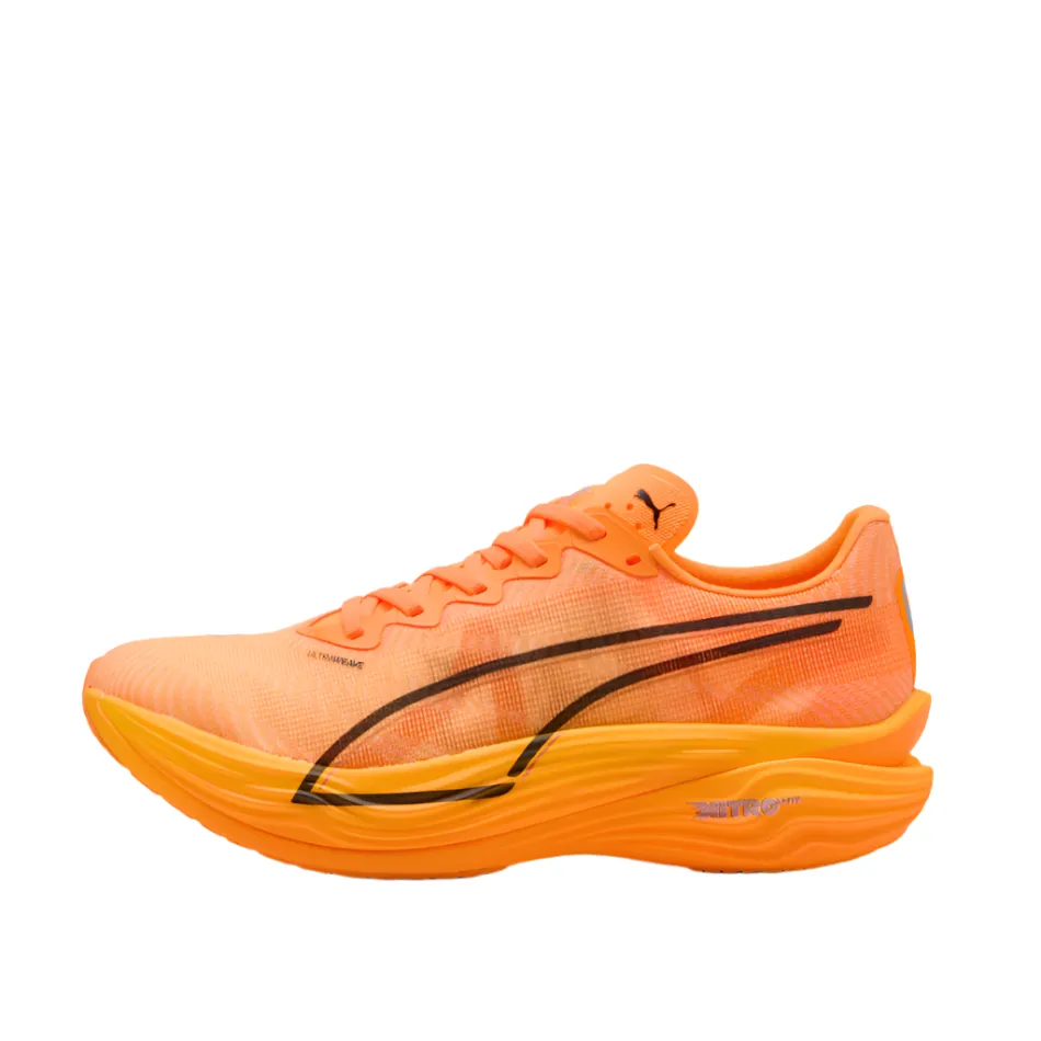 PUMA Men's Deviate NITRO Elite 3 Running Shoes in Heat Fire/PUMA Black AW25 warm weather