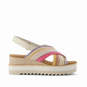 Diana Crossover Fuchsia Stripes Wedge Sandal Model Look