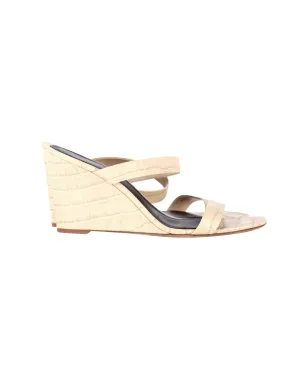 All Occasion Diane Von Furstenberg Vivienne Croc-Effect Wedge Sandals in Beige Leather